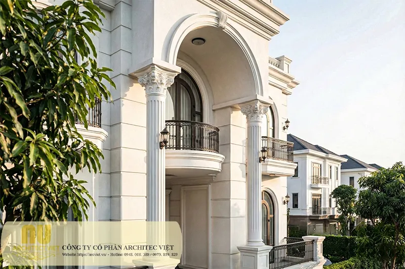Mẫu nhà tân cổ điển mặt tiền 12m