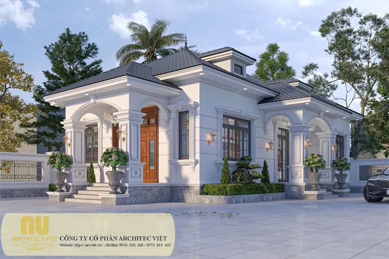 Nhà 1 tầng mặt tiền 9m tân cổ điển
