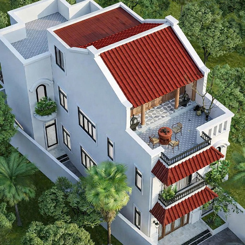 Xây nhà phố Indochine 3 tầng tối ưu không gian tiết kiệm kinh phí