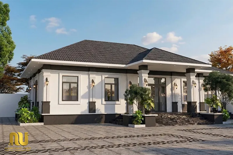 Mẫu nhà mái nhật 1 tầng mặt tiền 15m