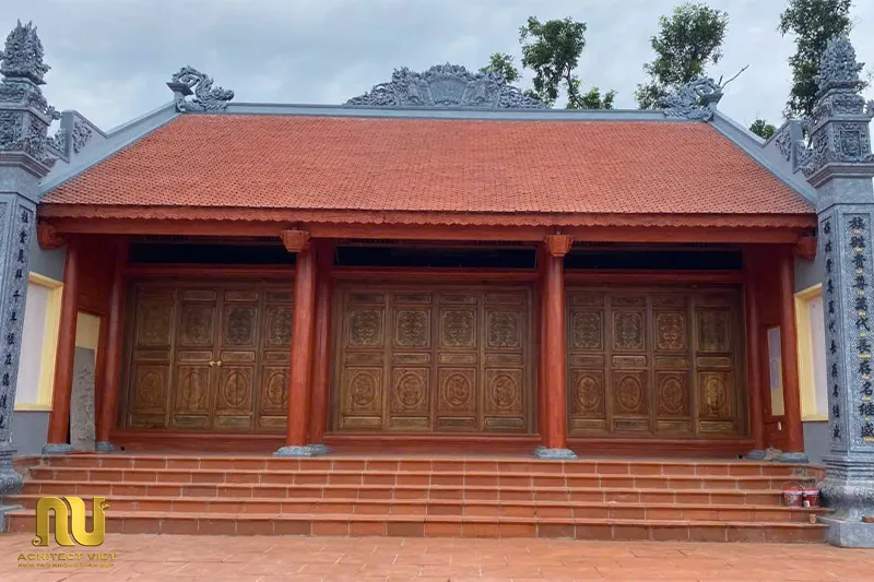 Mẫu nhà thờ họ 3 gian bê tông giả gỗ