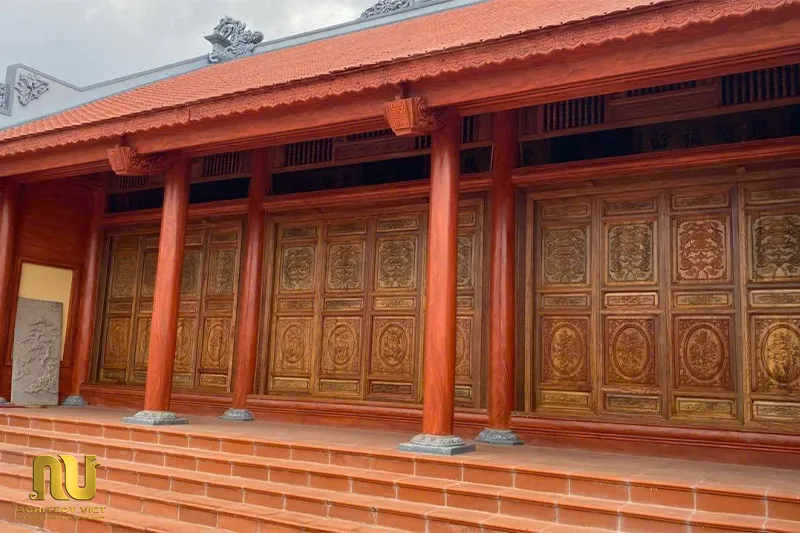 Mẫu nhà thờ họ 3 gian bê tông giả gỗ