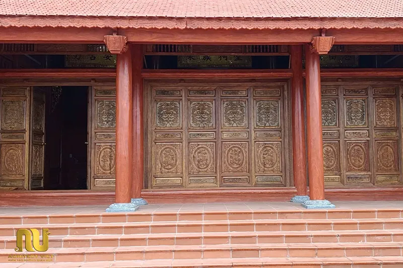 Mẫu nhà thờ họ 3 gian bê tông giả gỗ