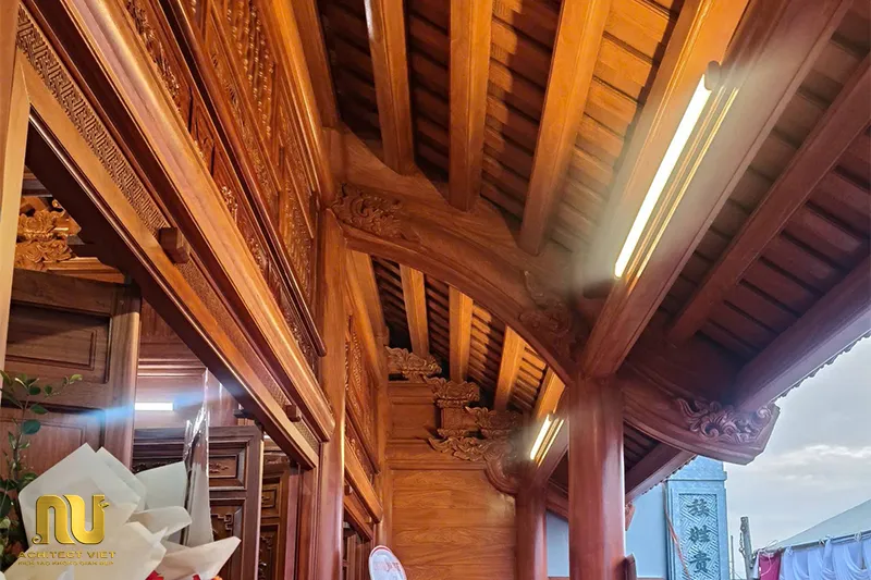 Mẫu nhà thờ họ 3 gian bê tông giả gỗ