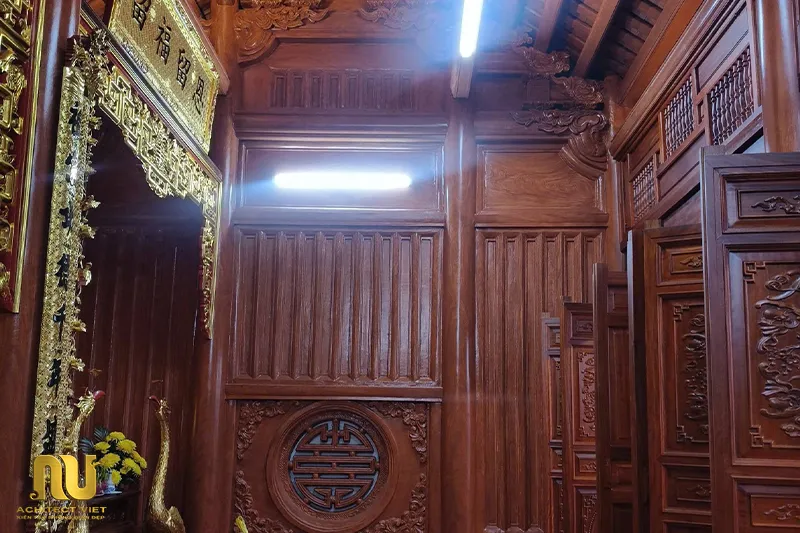 Mẫu nhà thờ họ 3 gian bê tông giả gỗ