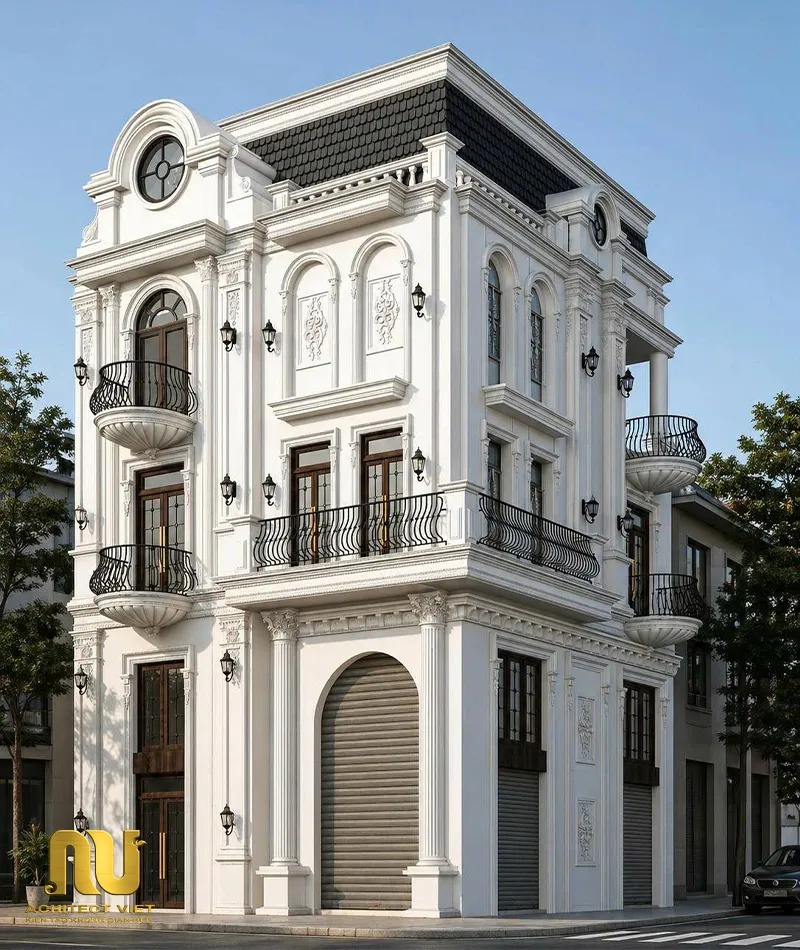 Mẫu biệt thự pháp mặt tiền 8m