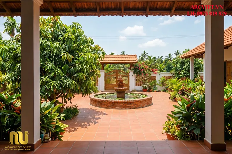 Mẫu nhà chữ L 1 tầng 4 phòng ngủ