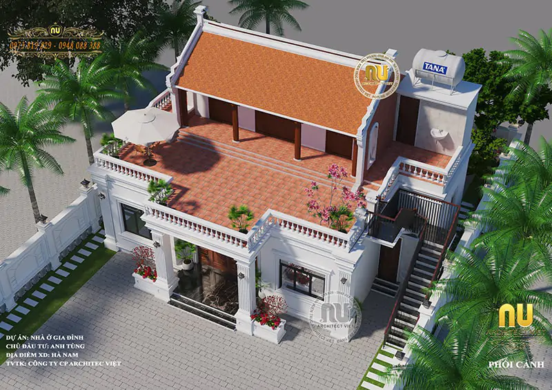 Nhà thờ kết hợp nhà ở 2 tầng tại nông thôn