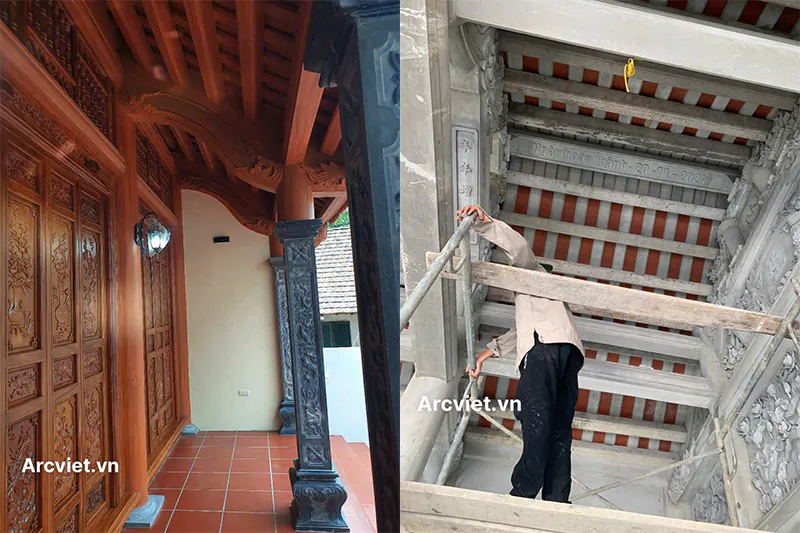 Nhà Từ Đường Bê Tông Giả Gỗ Tại Hà Nội