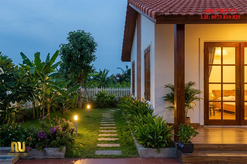 Mẫu nhà chữ L 1 tầng 4 phòng ngủ