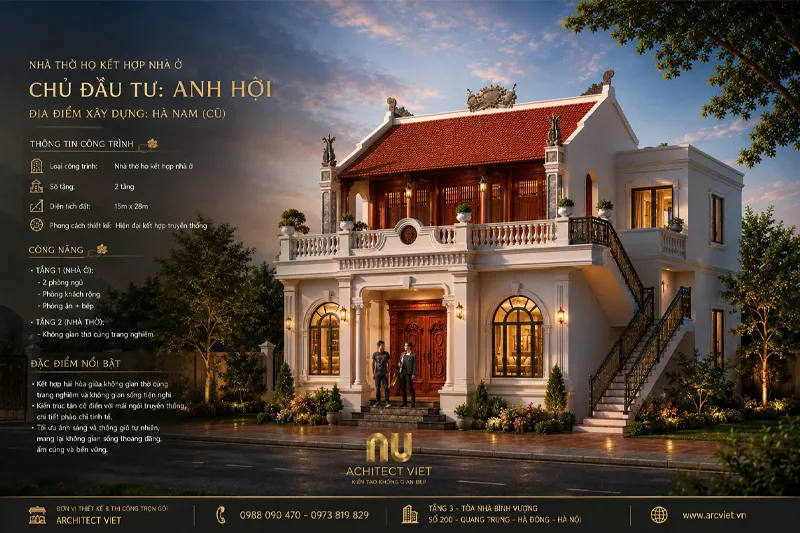 Mẫu nhà thờ 2 tầng kết hợp ở