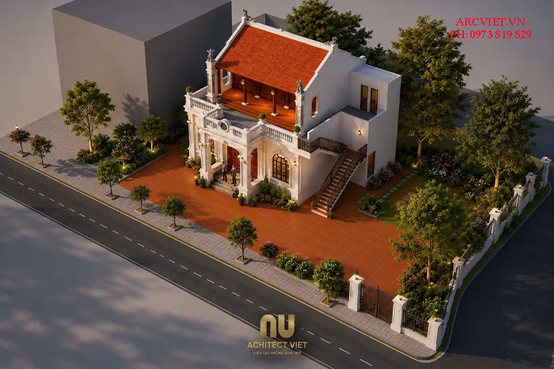 Mẫu nhà thờ 2 tầng kết hợp ở