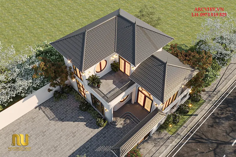 Nhà 2 tầng 8x12m mái nhật