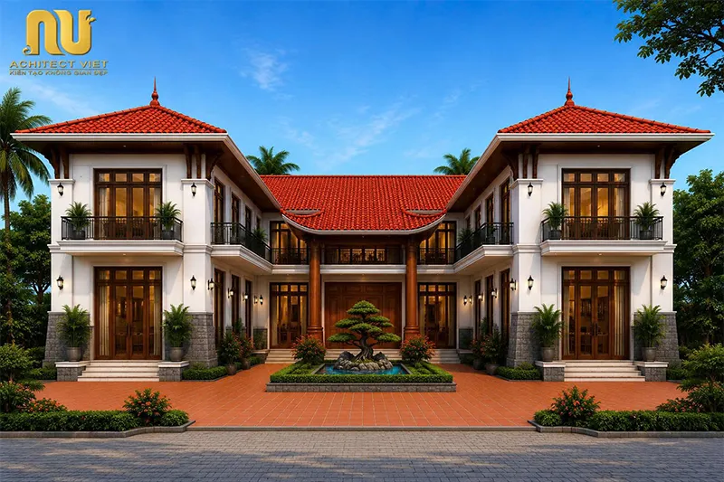 Nhà chữ U 2 tầng mái Nhật