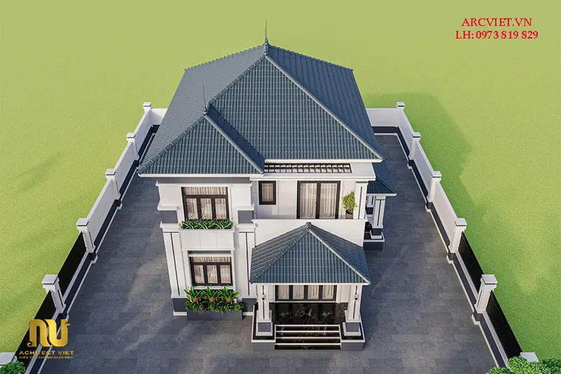 Nhà mái nhật 2 tầng ngang 8m