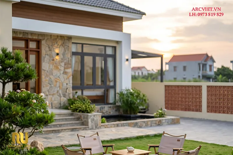 Nhà chữ l mái nhật 1 tầng