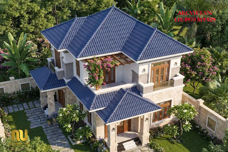 Mẫu nhà 2 tầng mái nhật 100m2