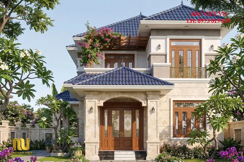 Mẫu nhà 2 tầng mái nhật 100m2