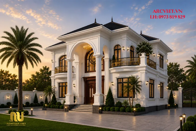 Mẫu nhà mái nhật 2 tầng mặt tiền 12m