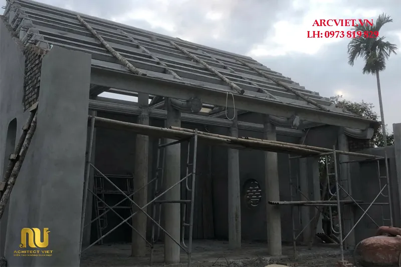 Nhà Thờ Họ 3 Gian Bê Tông Giả Gỗ
