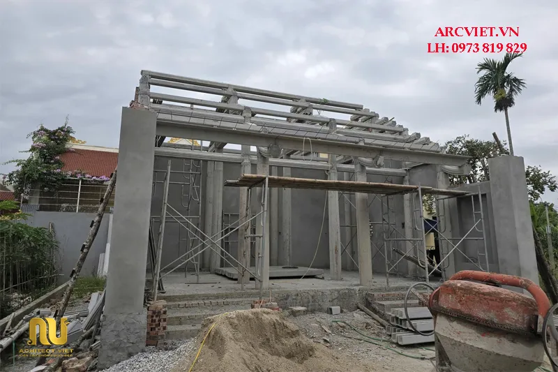 Nhà Thờ Họ 3 Gian Bê Tông Giả Gỗ