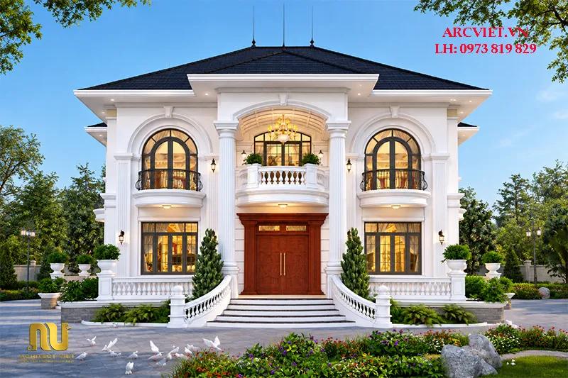 Mẫu nhà mái nhật ngang 12m 2 tầng