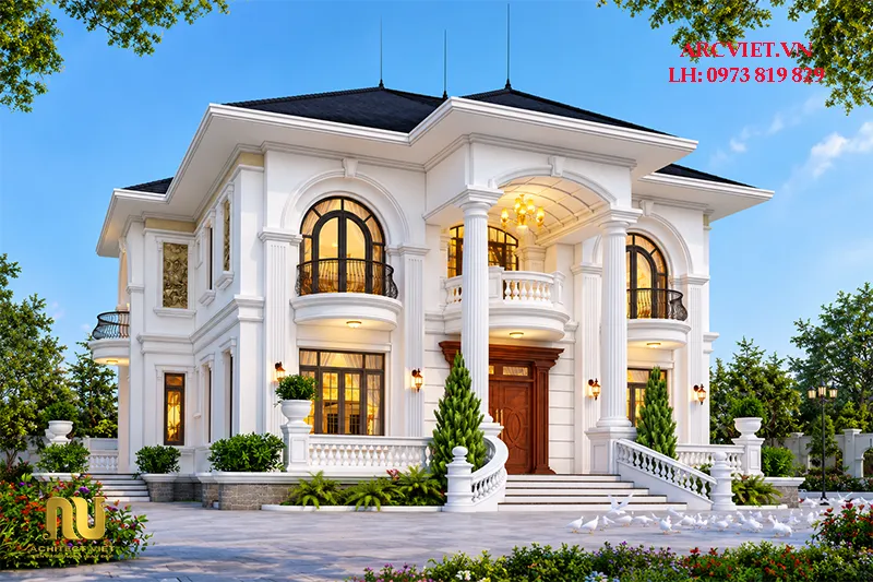 Mẫu nhà mái nhật ngang 12m 2 tầng