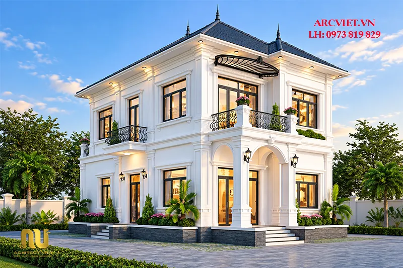 Mẫu nhà rộng 12m 2 tầng mái nhật