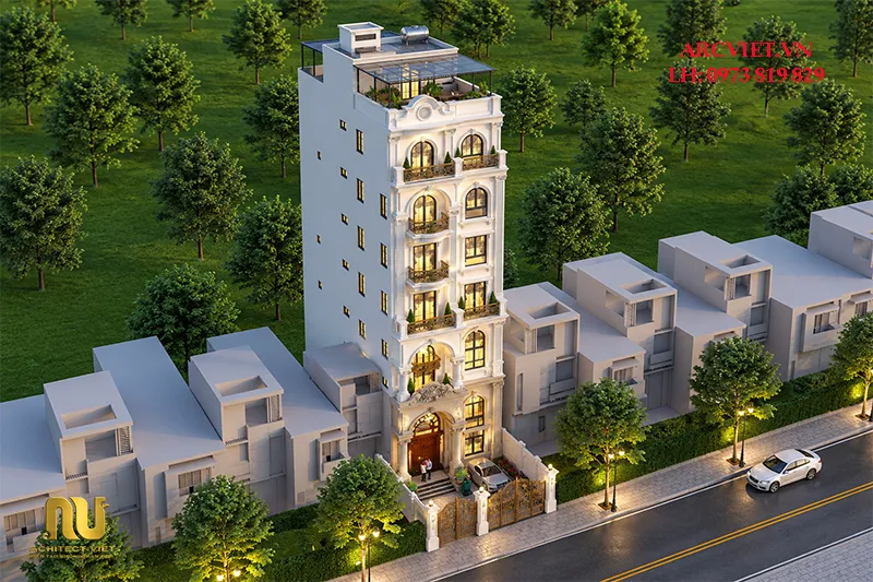 Mặt tiền khách sạn 7m tân cổ điển