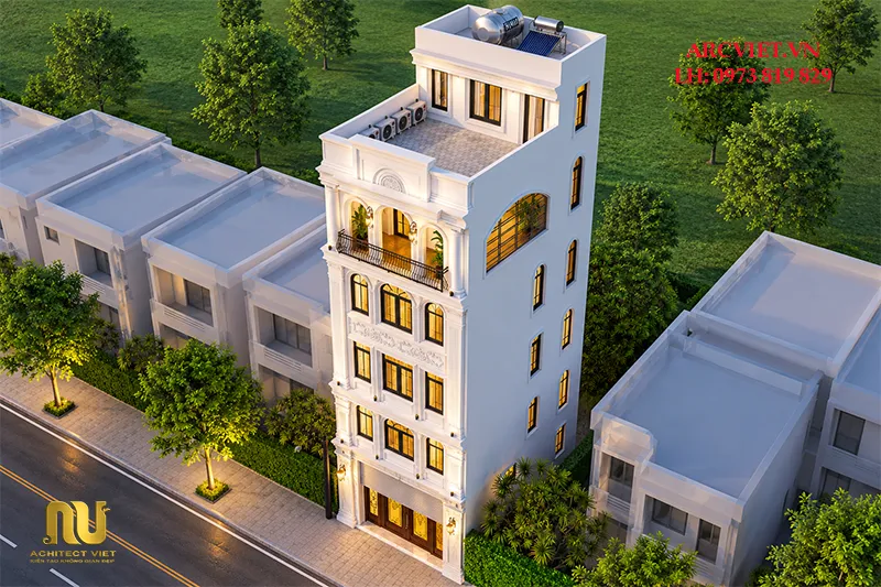 Mặt tiền nhà phố 6m tân cổ điển