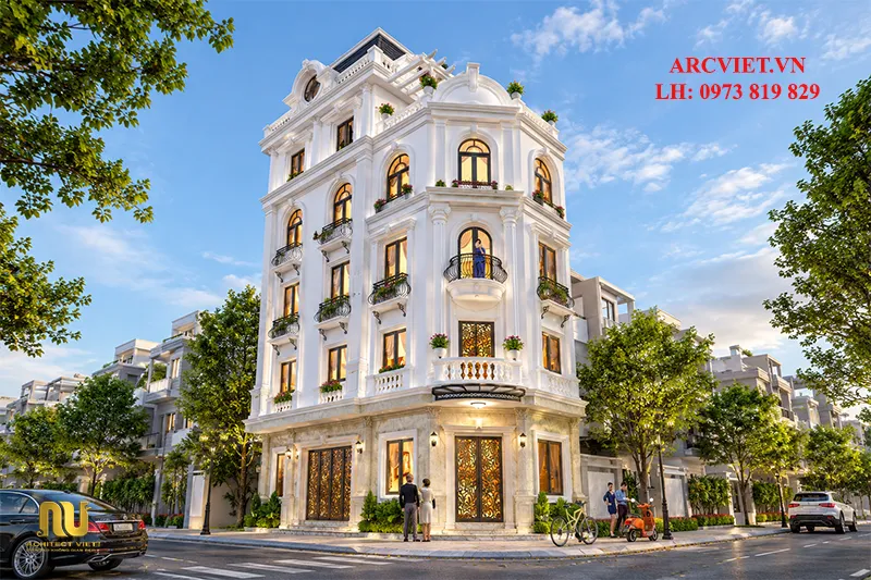 Mẫu khách sạn lô góc 5 tầng