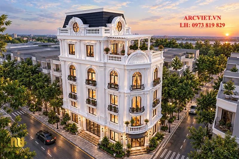 Mẫu khách sạn lô góc 5 tầng