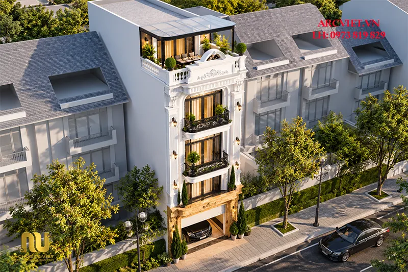 Mẫu nhà mặt tiền 5m tân cổ điển