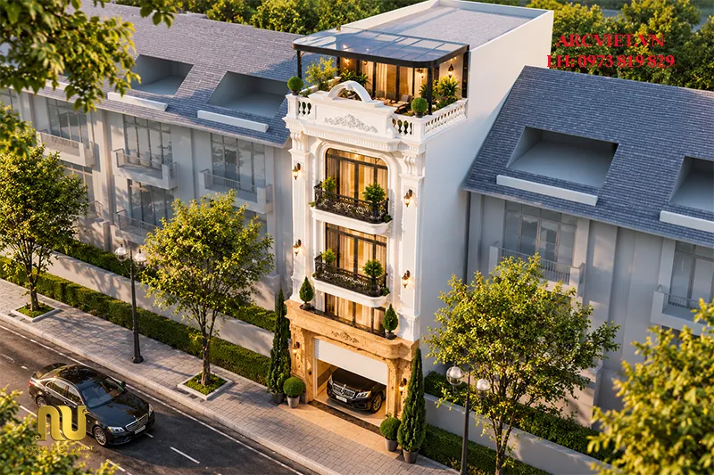 Mẫu nhà mặt tiền 5m tân cổ điển