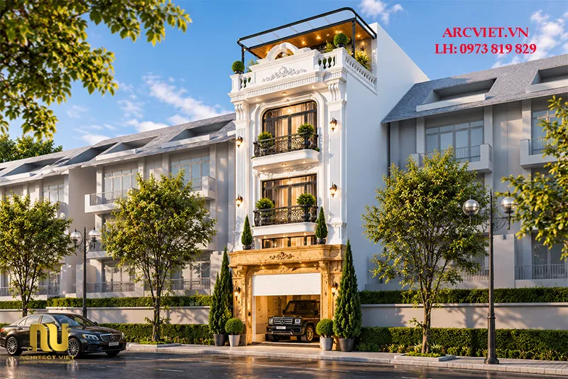 Mẫu nhà mặt tiền 5m tân cổ điển
