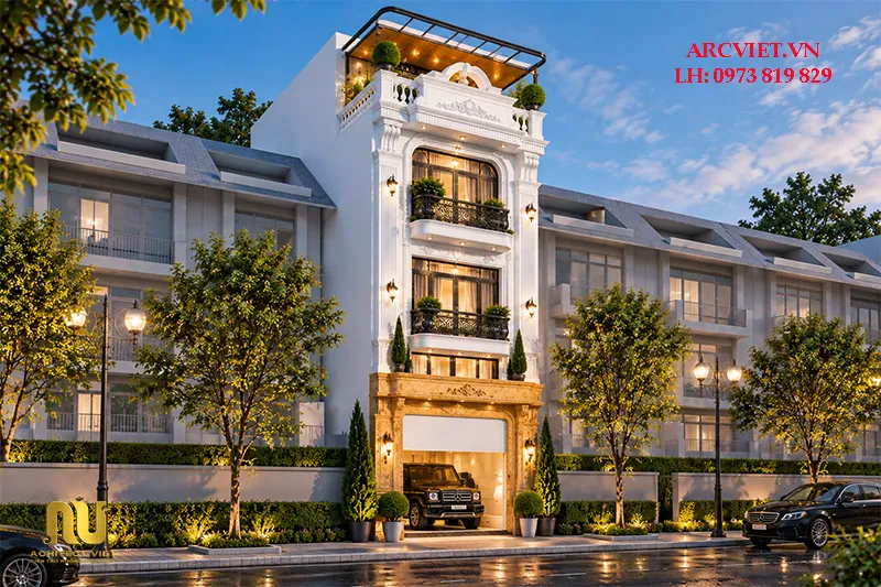 Mẫu nhà mặt tiền 5m tân cổ điển