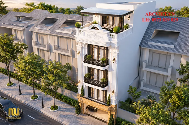 Mẫu Nhà Ống Mặt Tiền 5m Tân Cổ Điển