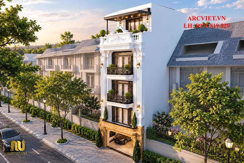 Mẫu Nhà Ống Mặt Tiền 5m Tân Cổ Điển
