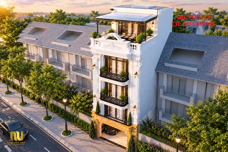 Mẫu Nhà Ống Mặt Tiền 5m Tân Cổ Điển