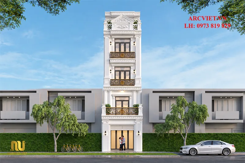 Mẫu nhà phố mặt tiền 4m 5 tầng