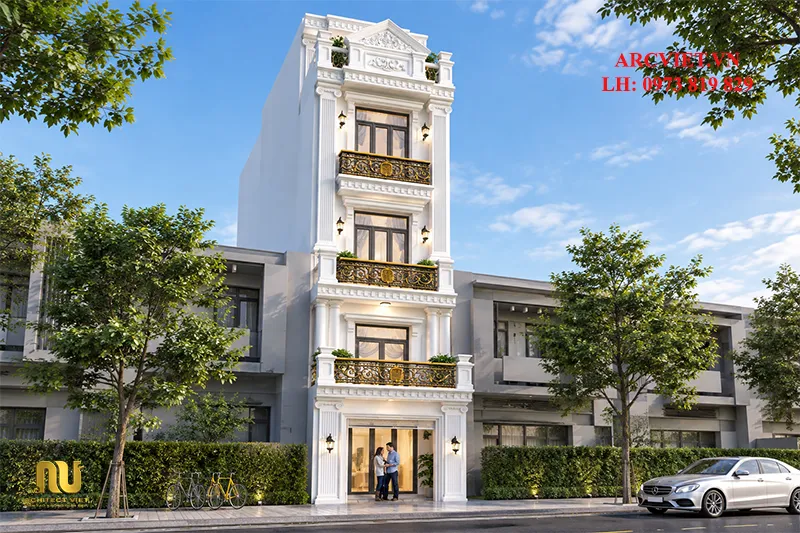 Mẫu nhà phố mặt tiền 4m 5 tầng