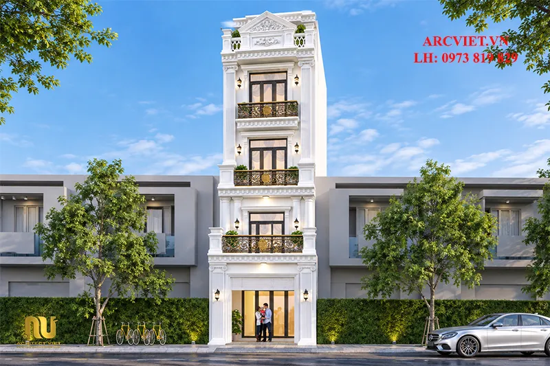 Mẫu nhà phố mặt tiền 4m 5 tầng