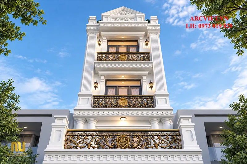 Mẫu nhà phố mặt tiền 4m 5 tầng