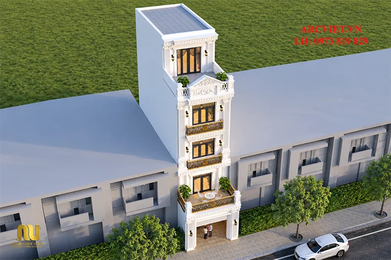 Mẫu nhà phố mặt tiền 4m 5 tầng