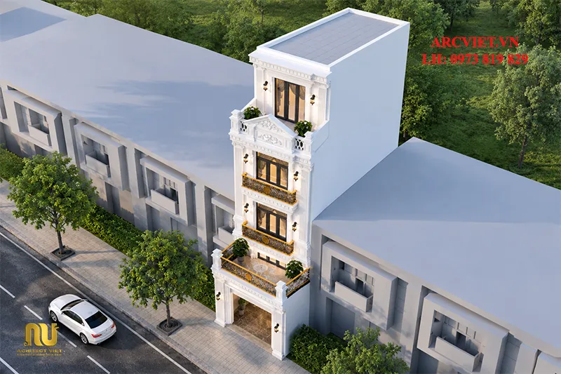 Mẫu nhà phố mặt tiền 4m 5 tầng