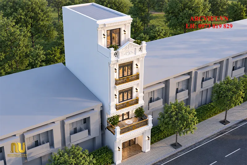 Mẫu nhà phố mặt tiền 4m 5 tầng