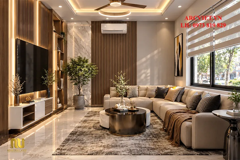 Mẫu nhà rộng 5m dài 20m 5 tầng phong cách tân cổ điển sang trọng do Architec Việt thiết kế.