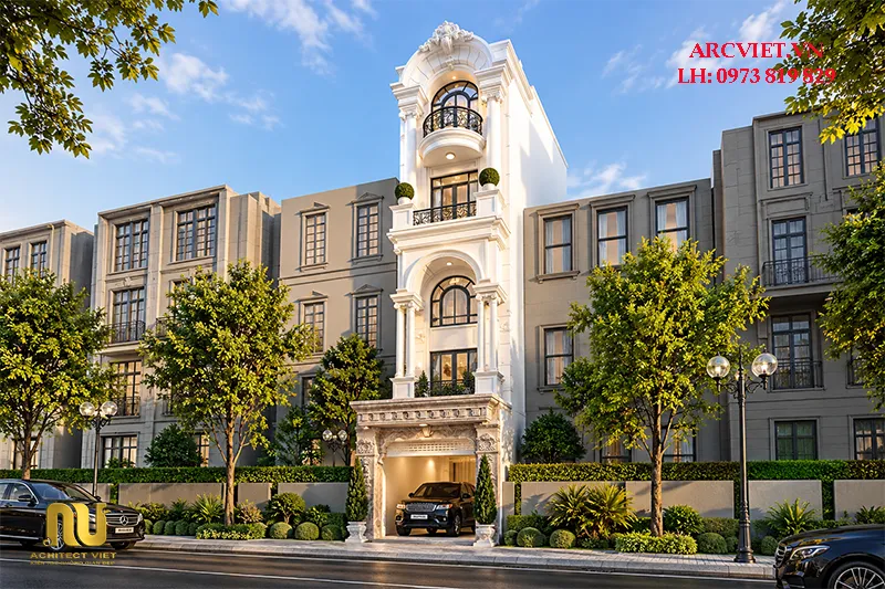 Mẫu nhà tân cổ điển mặt tiền 5m