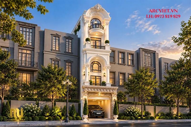 Mẫu nhà tân cổ điển mặt tiền 5m