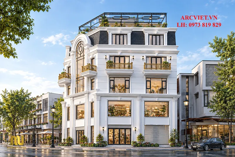 Nhà góc 2 mặt tiền tân cổ điển